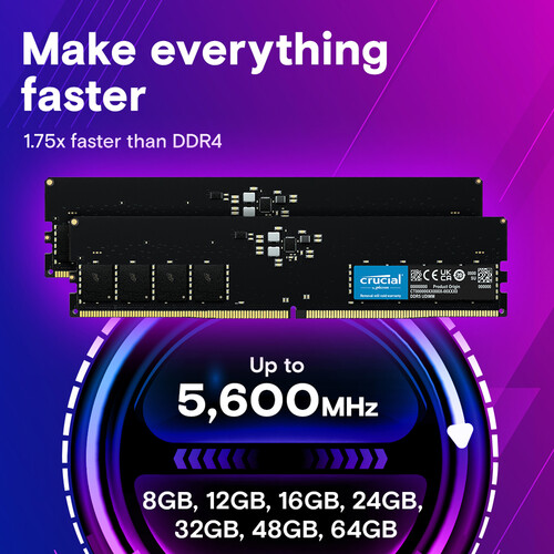 Crucial 64GB DDR5 5600 MHz UDIMM Memory Module - Image 2